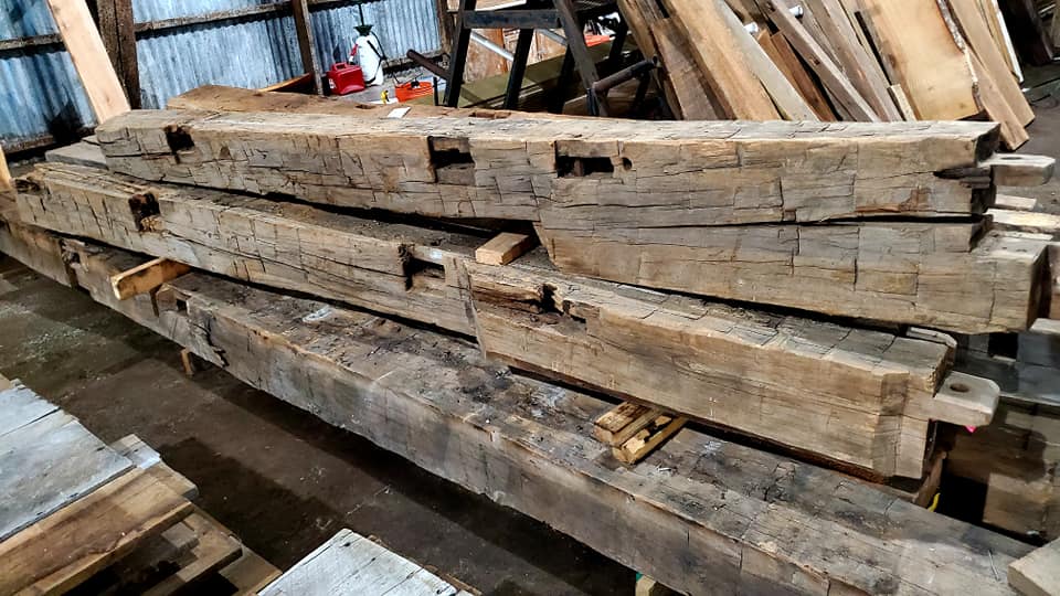 Mantle | Reclaimed Wood Hand Hewn Beam Mantels - Sons of Sawdust